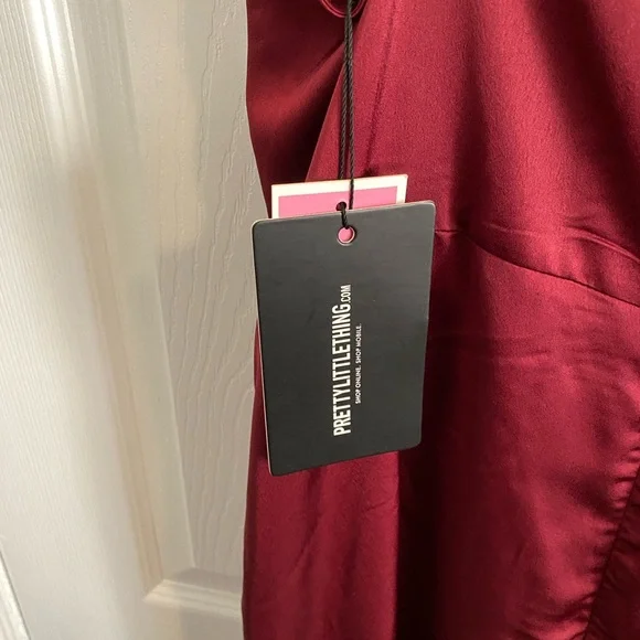 NWT Pretty Little Thing Burgundy Wrap Maxi Dress - Picture 4 of 6